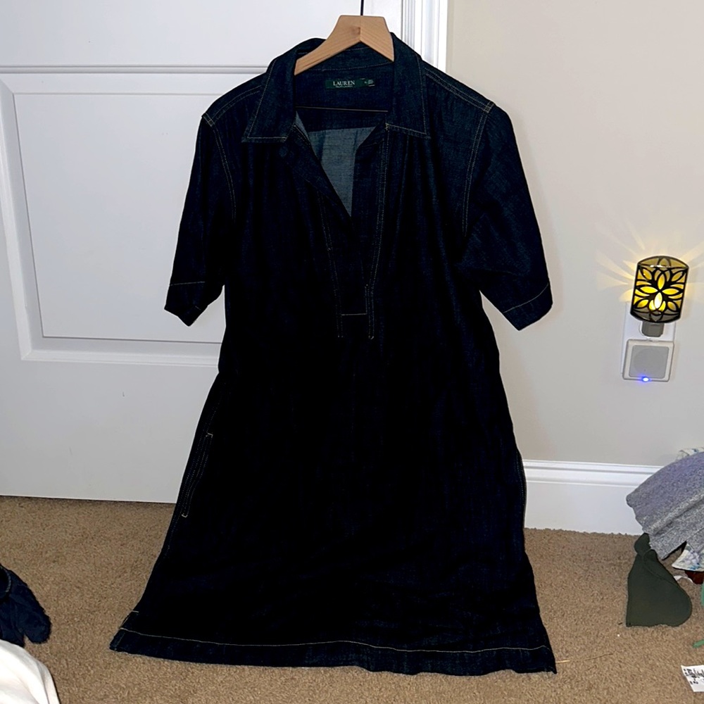 Ladies Lauren dark denim, short sleeve dress